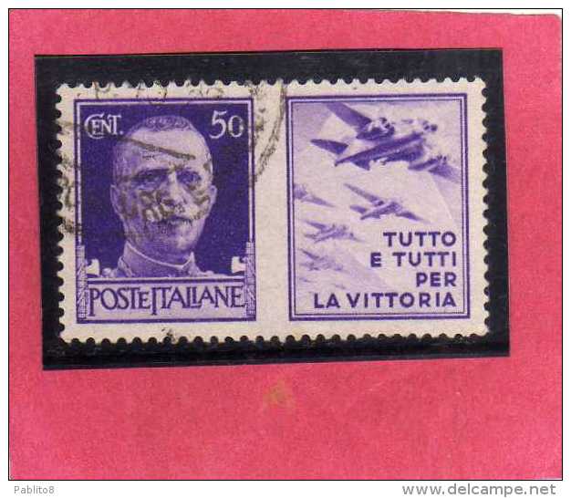 ITALIA REGNO ITALY KINGDOM 1942 PROPAGANDA DI GUERRA WAR PROMOTION CENT. 50 III TIPO USATO USED - War Propaganda