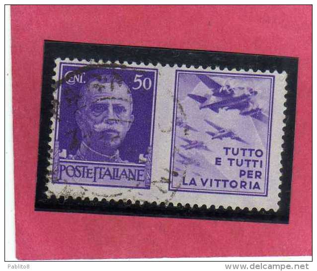 ITALIA REGNO ITALY KINGDOM 1942 PROPAGANDA DI GUERRA WAR PROMOTION CENT. 50 III TIPO USATO USED - Oorlogspropaganda