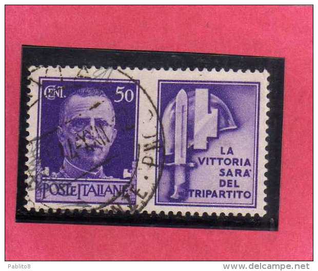 ITALIA REGNO ITALY KINGDOM 1942 PROPAGANDA DI GUERRA WAR PROMOTION CENT. 50 IV TIPO USATO USED - Oorlogspropaganda