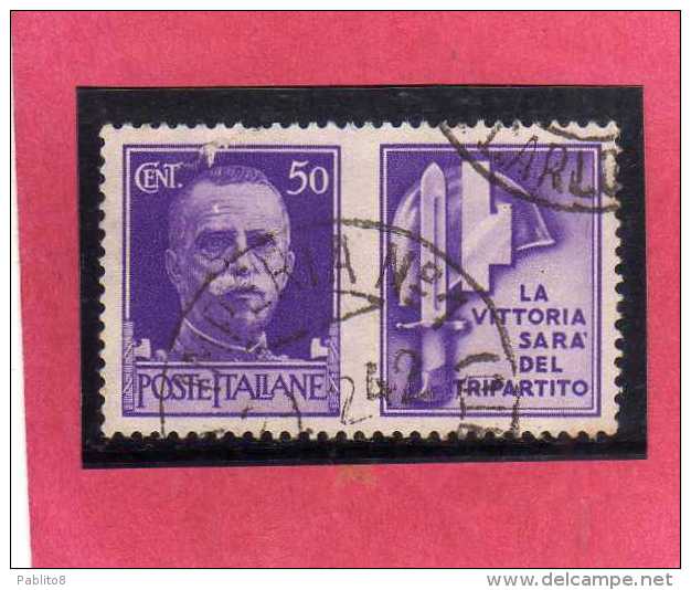 ITALIA REGNO ITALY KINGDOM 1942 PROPAGANDA DI GUERRA WAR PROMOTION CENT. 50 IV TIPO USATO USED - Propagande De Guerre