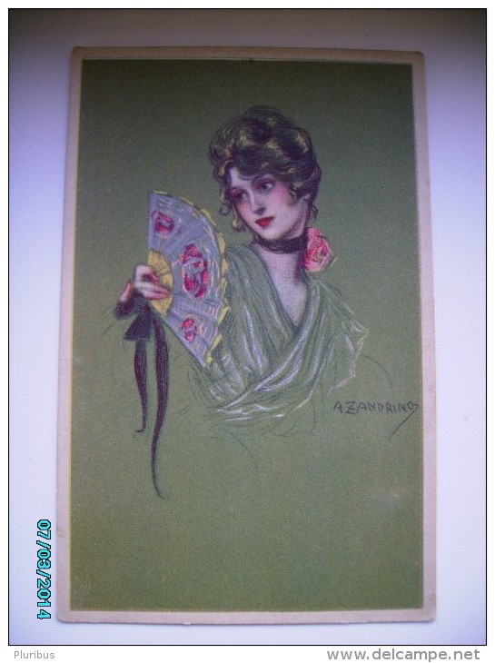 GLAMOUR LADY , ART NOUVEAU , ZANDRINO  , ITALY , OLD POSTCARD , O - Zandrino