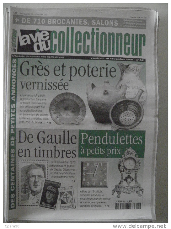 La Vie Du Col N°341 Nov 2000 - Grès Et Poterie; De Gaulle; Pendulette; Jeton Casino; Tour De France; Chasse; étiquette - Antichità & Collezioni