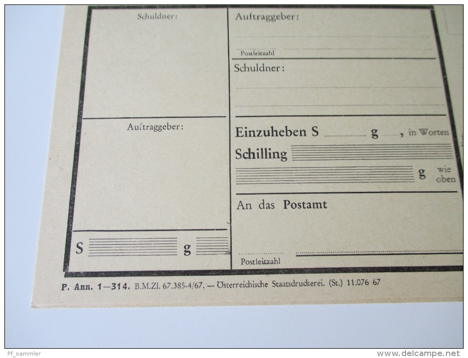 Postauftrag / Auftragspostanweisung Formular Ungebraucht Österreichische Staatsdruckerei 1967 - Briefe U. Dokumente