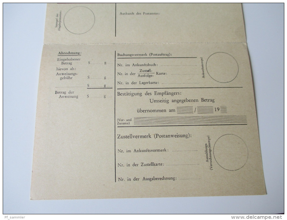 Postauftrag / Auftragspostanweisung Formular Ungebraucht Österreichische Staatsdruckerei 1967 - Briefe U. Dokumente