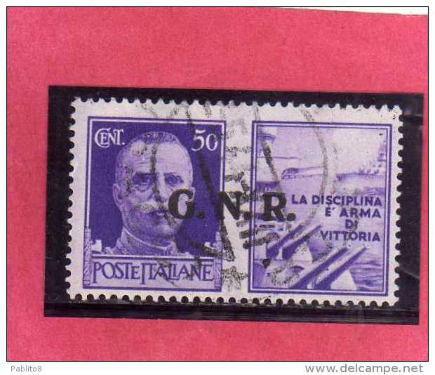 ITALIA REGNO ITALY KINGDOM 1944 RSI REPUBBLICA SOCIALE GNR PROPAGANDA DI GUERRA WAR PROMOTION CENT. 50 I TIPO USATO USED - War Propaganda