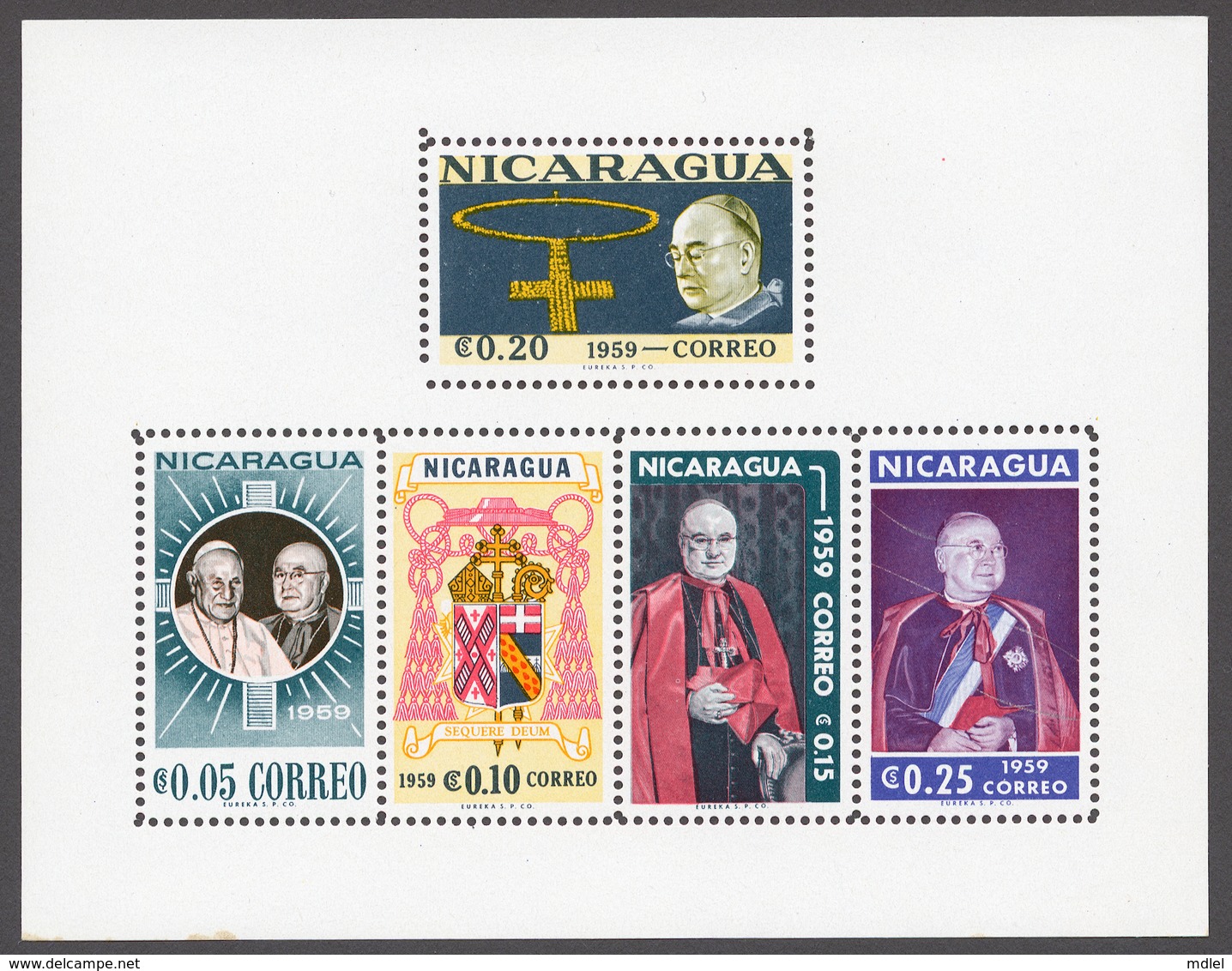 Nicaragua 1959 Mi# Bl.50-51 A+B** CARDINAL SPELLMAN'S VISIT TO MANAGUA (see Scan) - Nicaragua