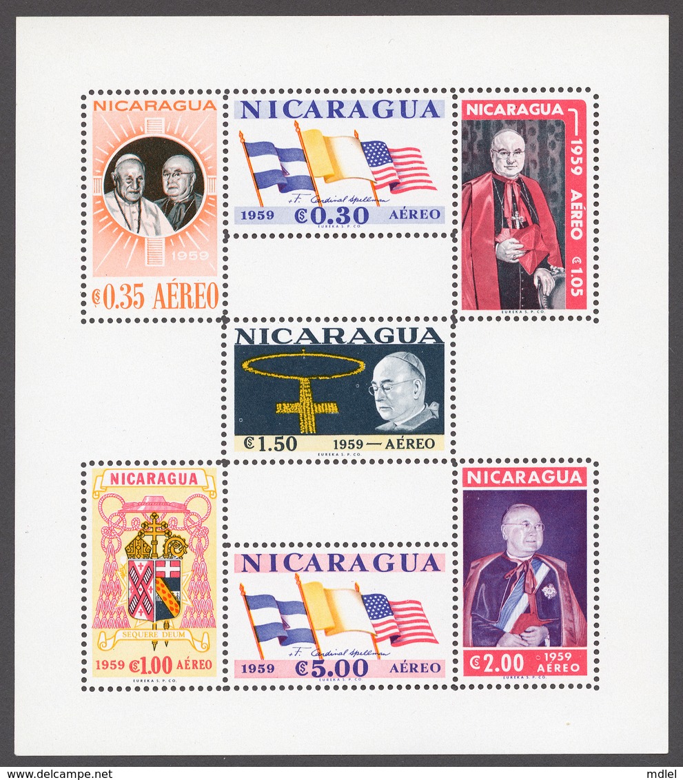 Nicaragua 1959 Mi# Bl.50-51 A+B** CARDINAL SPELLMAN'S VISIT TO MANAGUA (see Scan) - Nicaragua