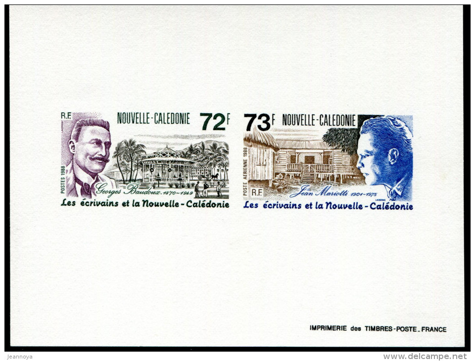 NOUVELLE CALÉDONIE - N° 564 + PA N° 259  ( ECRIVAINS CALÉDONIENS ), EPREUVE COLLECTIVE- LUXE - Imperforates, Proofs & Errors