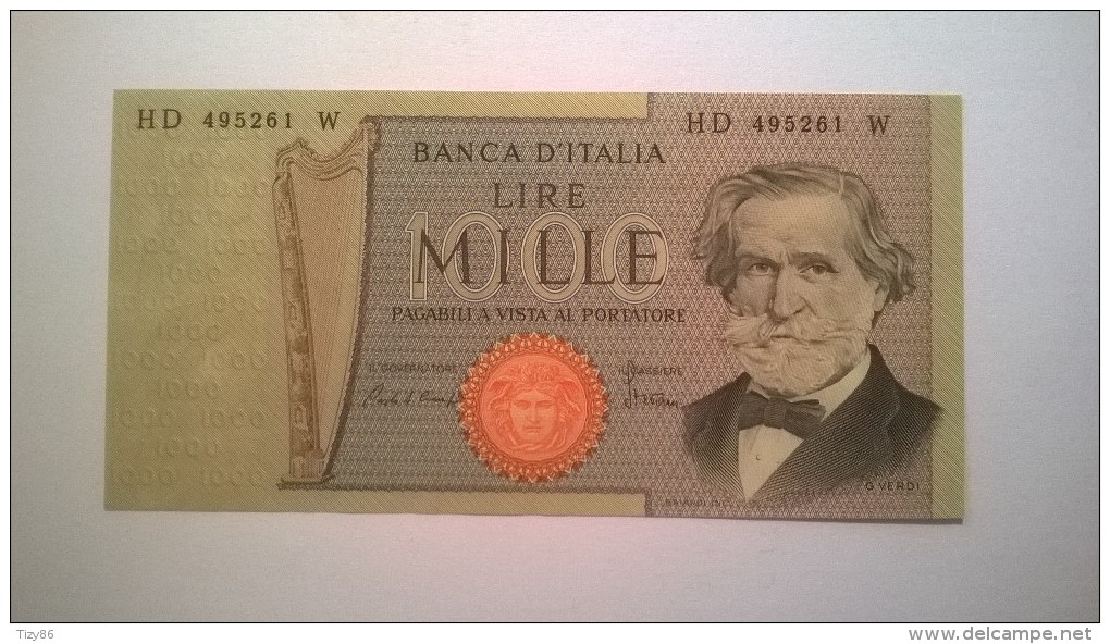 1000 Lire MILLE LIRE : 1980 - FDS  "Giuseppe Verdi" - Numero : HD 495261 W - 1.000 Lire