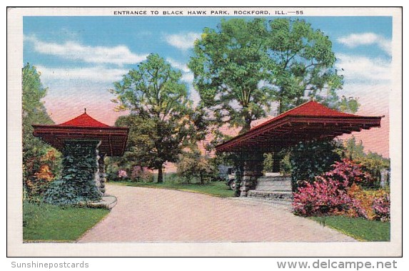 Entrance To Black Hawk Park Rockford Illinois 1941 - Rockford