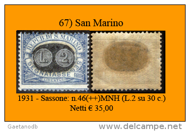 San-Marino-0067 - 1931-Sassone: N. 46 (++) MNH. - Timbres-taxe