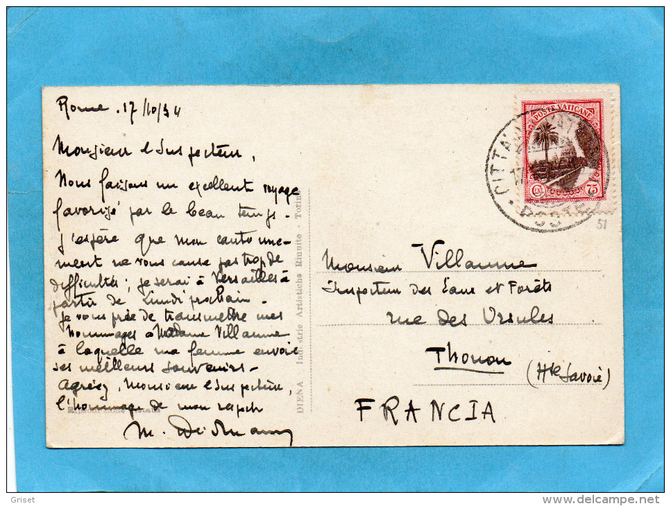 LAGO DI NEMI-bel Affrachissement Stamp - Vatican-a Voyagé En 1934 - Altri & Non Classificati