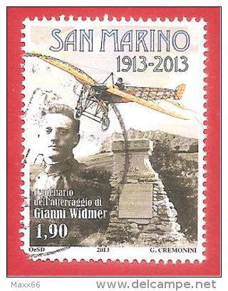 SAN MARINO USATO - 2013 - Centenario Dell'atterraggio Di Gianni Widmer A San Marino - € 1,90 - S. 2398 - Usados