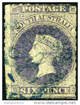 South Australia #12 Used 6p Slate Blue Queen Victoria From 1858 - Gebraucht