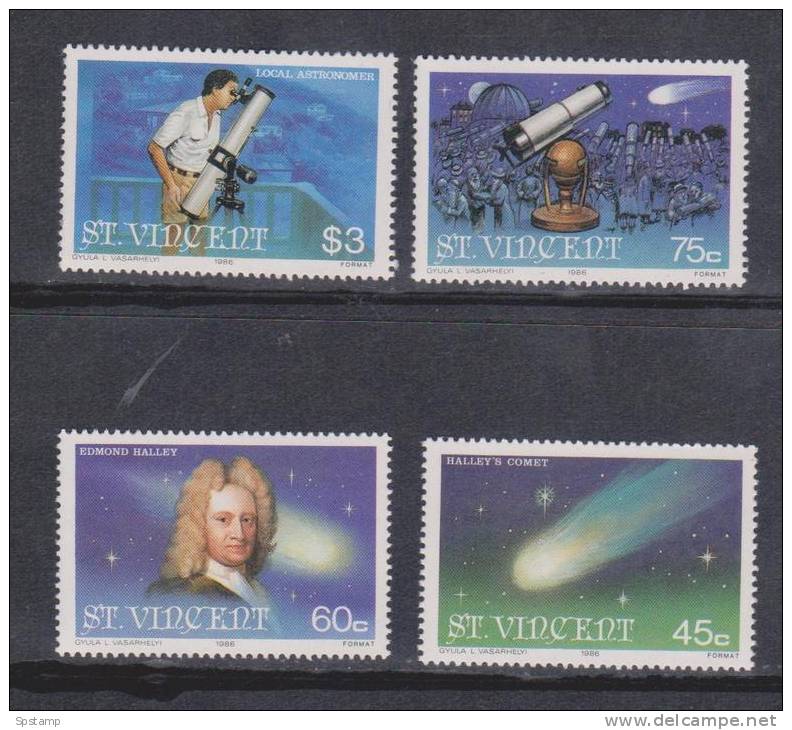 St Vincent 1986 Halleys Comet Astronomy Set 4 MNH - St.Vincent & Grenadines