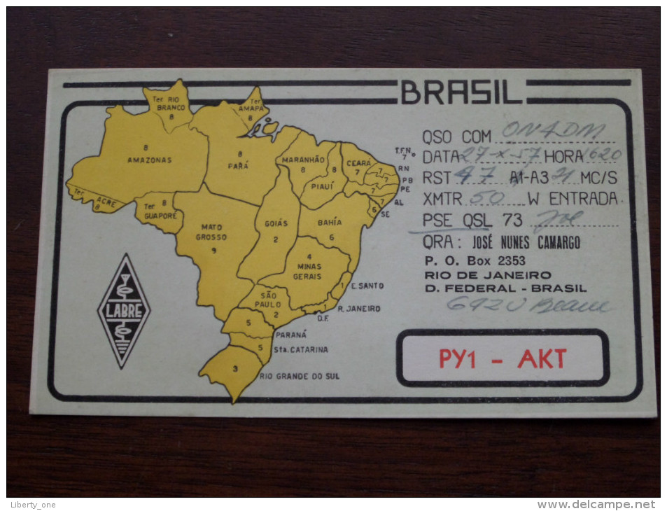 PY1 - AKT José Nunes Camargo Rio De Janeiro BRASIL Anno 1957 ( Zie Foto Voor Details ) !! - Radio Amateur