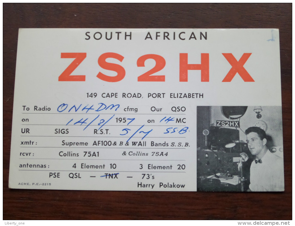 ZS2HX Harry Polakow SOUTH AFRICAN 149 Cape Road Port Elizabeth Anno 1957 ( Zie Foto Voor Details ) !! - Radio Amateur