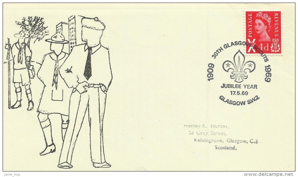 Great Britain 1969 30th Glasgow Scouts Souvenir Cover Jubilee Year - Covers & Documents