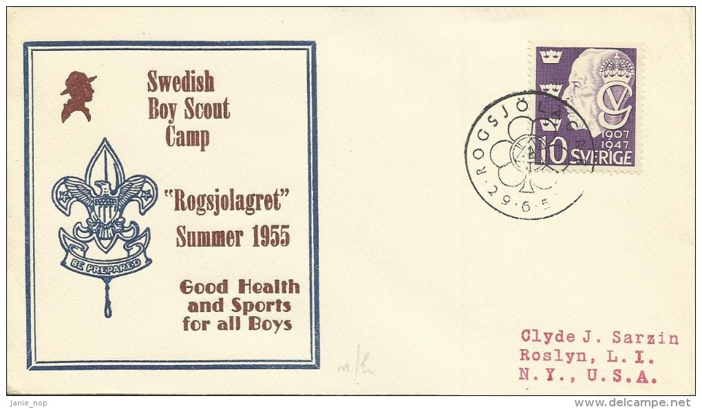 Sweden 1955 Rogsjolagret Swedish Boy Scout Camp Souvenir Cover - Storia Postale