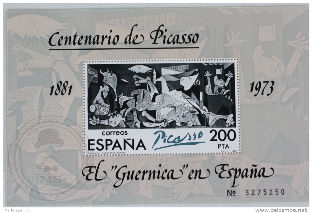 Spain Mini Sheet & Stamp - Centenary Of Picasso 200 Ptas 1973 - The "Guernica" In Spain - Blocchi & Foglietti