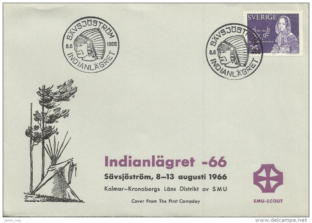 Sweden 1966 Indianlagret Camp Souvenir Cover - Covers & Documents