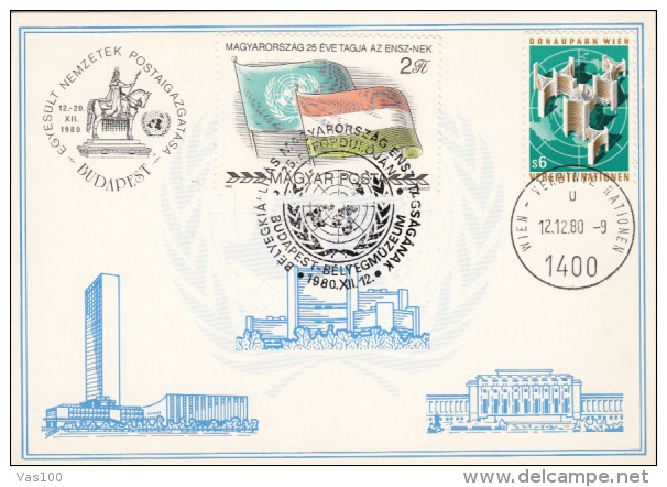 UNITED NATIONS, CM, MAXICARD, CARTES MAXIMUM, 1980, JOINT ISSUES HUNGARY- UN - Joint Issues