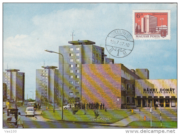 DUNAUJVAROS- STREET VIEW, CAR, CM, MAXICARD, CARTES MAXIMUM, 1995, HUNGARY - Maximum Cards & Covers