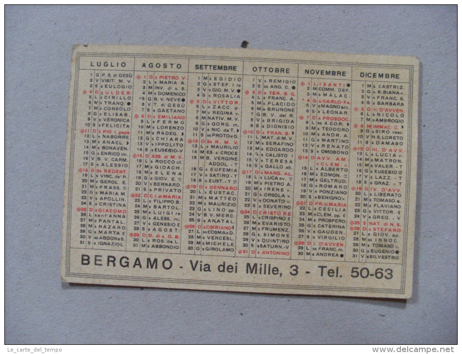 Calendario/calendarietto 1948 Lodovico Quadri - Carta; Cancelleria; Sacchetti Di Carta. BERGAMO - Formato Grande : 1941-60