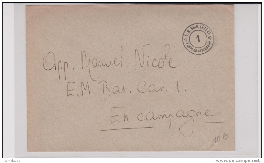 ENVELOPPE MILITAIRE SUISSE - E.M. BRIGADE LEGERE - POSTE DE CAMPAGNE - Cartas & Documentos
