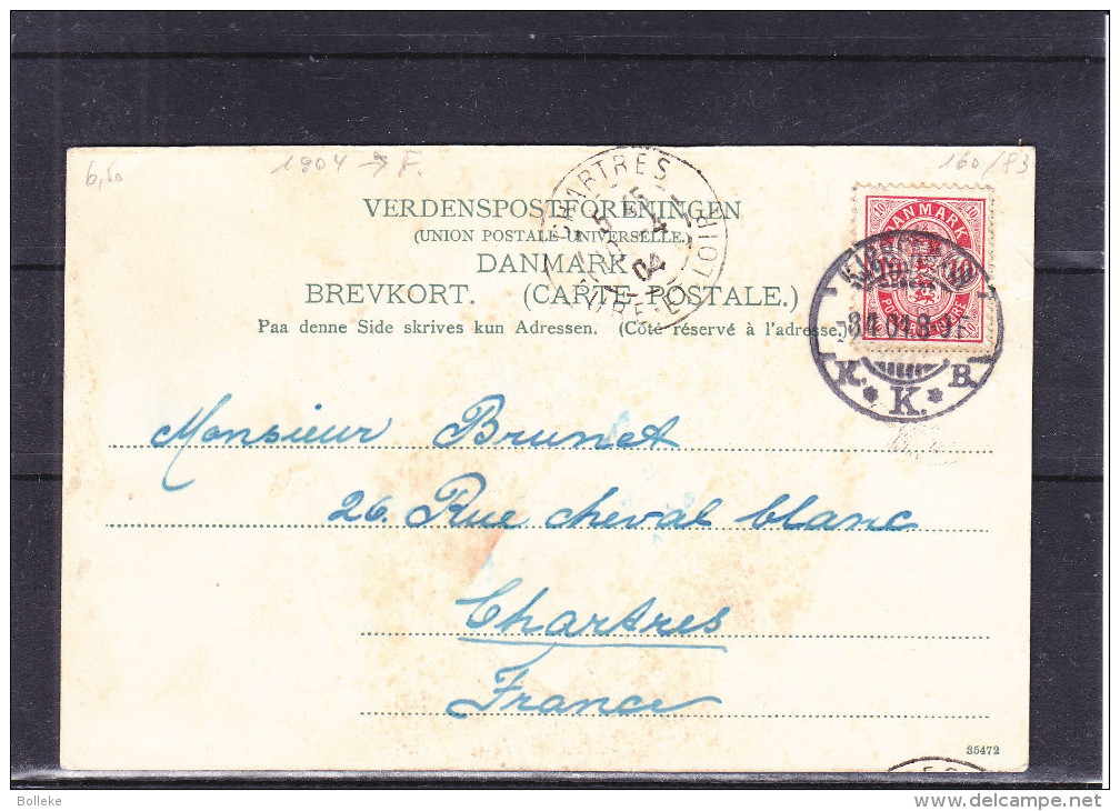 Danemark - Carte Postale De 1904 - Oblitération Kjobenhavn - Expédié Vers La France - Chartres - Cartas & Documentos