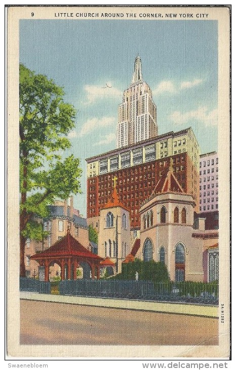 U.S.- New York. Little Church Around The Corner, New York City. NYC. Stamp: Army And Navy For Defense 2 Cents. 2 Scans - Kirchen