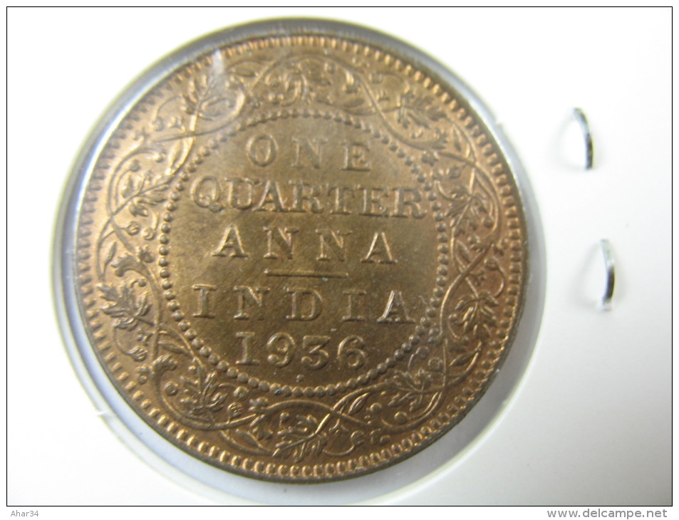 INDIA BRITISH 1/4  (  QUARTER   )  ANNA 1936 COIN   LOT 30 NUM 3 - Inde