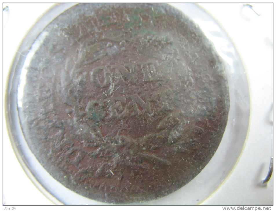 USA US 1 ONE LARGE  CENT 1854 ROTATED 90 DEGREE BRAIDED HAIR RARE   LOT 30 NUM 8 - 1840-1857: Braided Hair