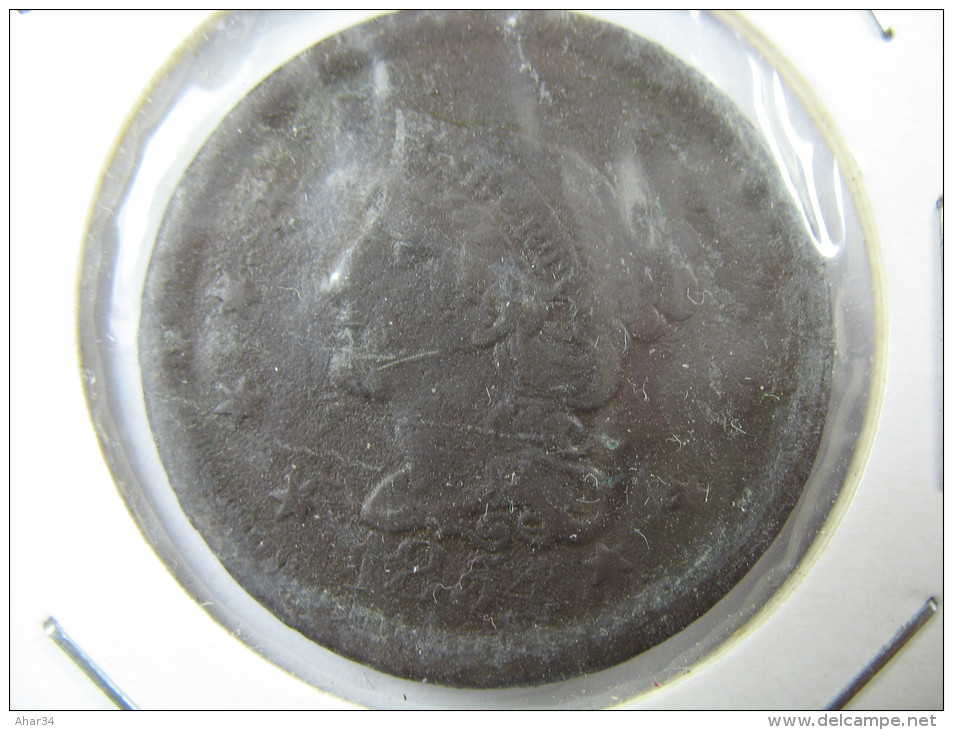 USA US 1 ONE LARGE  CENT 1854 ROTATED 90 DEGREE BRAIDED HAIR RARE   LOT 30 NUM 8 - 1840-1857: Braided Hair