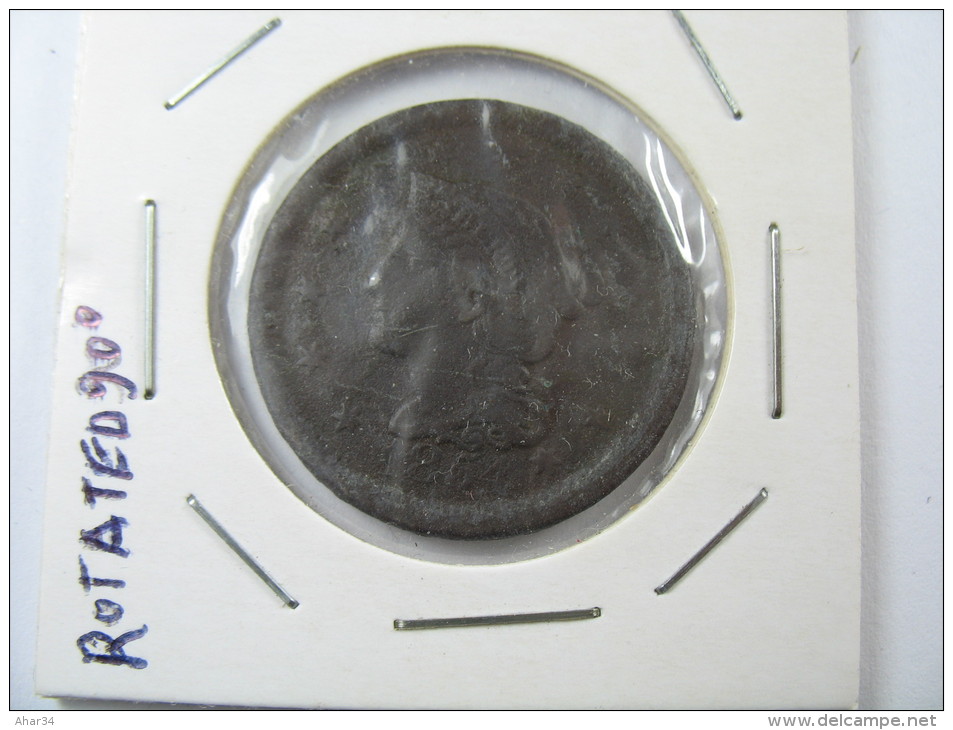 USA US 1 ONE LARGE  CENT 1854 ROTATED 90 DEGREE BRAIDED HAIR RARE   LOT 30 NUM 8 - 1840-1857: Braided Hair (Cheveux Tressés)