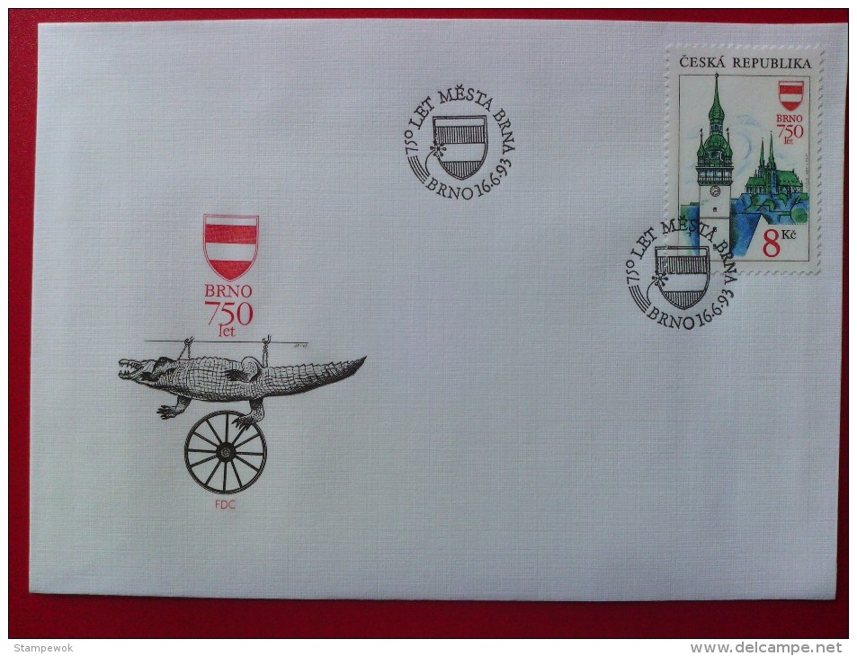 1993 Czech Republic - 750th Anniv. City Of Brno FDC (Arms)(Heraldry)(Architec Ture) - FDC