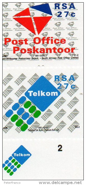 P - 1991 Sud Africa - Establishment Of Post Office And Telekom - Ongebruikt