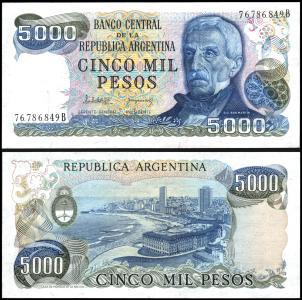 Argentina #305b, 5.000 Pesos, ND (1977-83), UNC / NEUF - Argentinien