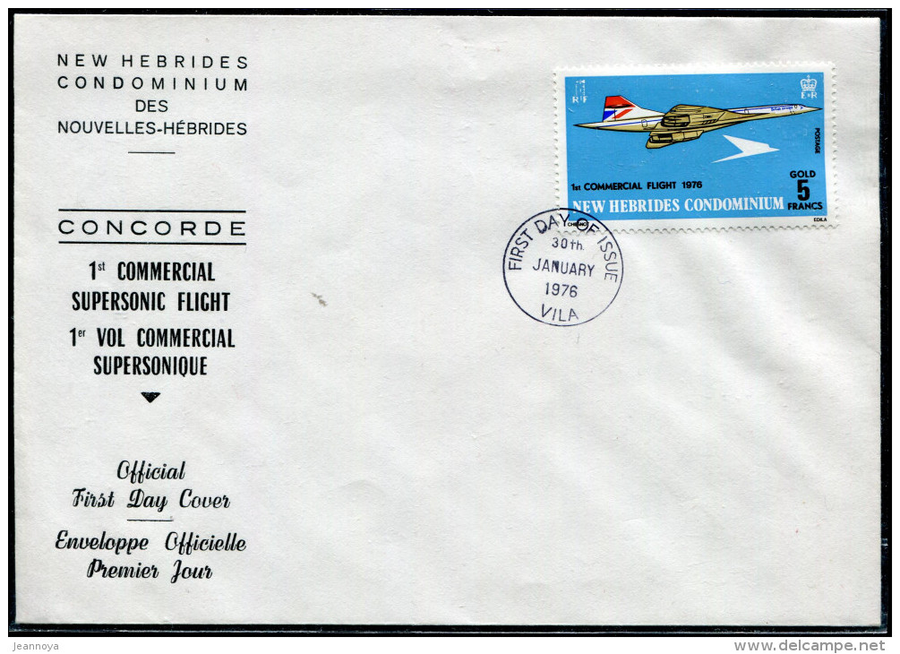 NOUVELLES HEBRIDES - N° 425 / 1ére LIAISON COMERCIALE PAR CONCORDE DE PORT VILA LE 30/1/1976 - SUP - Brieven En Documenten