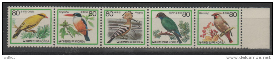 Korea. Birds. 1986. MNH Strip Of 5. SCV = 8.50 - Otros & Sin Clasificación