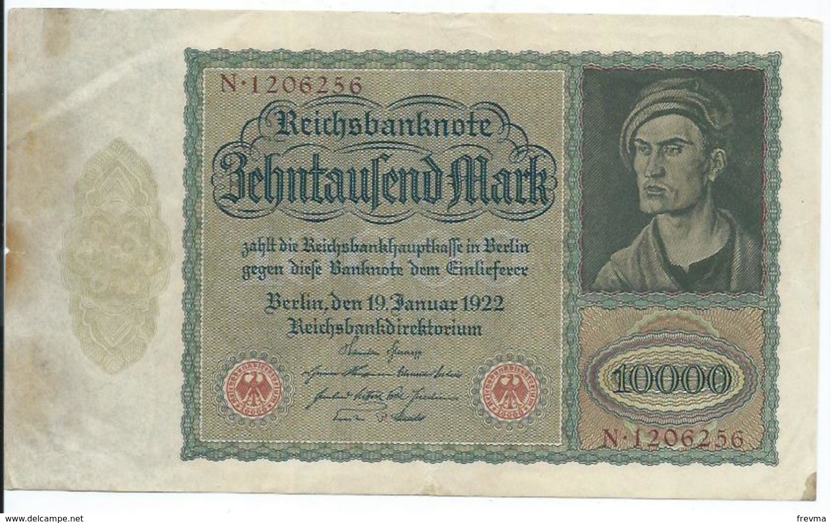 Billet Germany Reichsbanknote 10000 Mark 19 Janvier 1922 - 10000 Mark