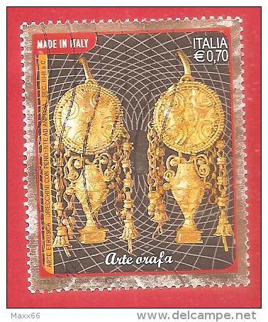 ITALIA REPUBBLICA USATO - 2013 - Arte Orafa - Arte Etrusca: Orecchini Con Pendente Ad Anfora - € 0,70 - S. 3394 - 2011-20: Usati