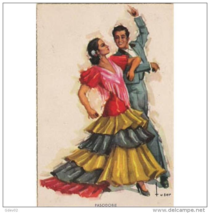 COSTP0604K-LFTM1423TESBA.Tarjeta Postal Costumbrista.BAILADO UN PASODOBLE,costumbres Españolas - Baile