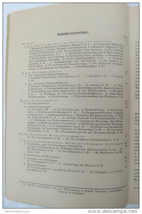 H.Birett "Der Elektrische Antrieb Von Werkzeugmaschinen" Nr. 54 Der Werkstattbücher, Von 1951 - Técnico