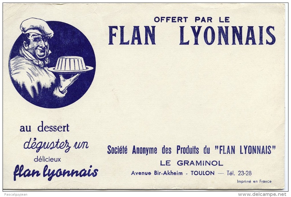 BUVARD FLAN LYONNAIS - TOULON - Sucreries & Gâteaux