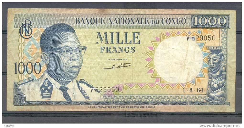 Congo Ex Belgian Kongo  1000 Fr 1964 VF - Autres - Afrique