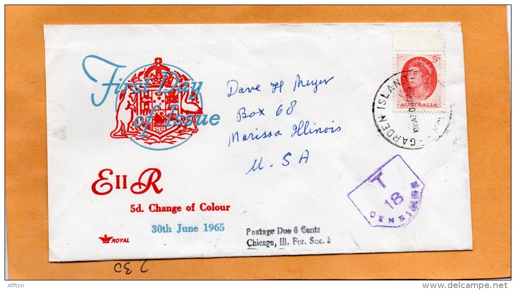 Australia 1965 FDC Mailed To USA Postage Due - Premiers Jours (FDC)