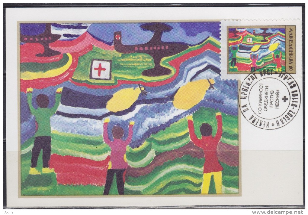 4978. Macedonia, 1992, Red Cross Week, CM - Macédoine Du Nord