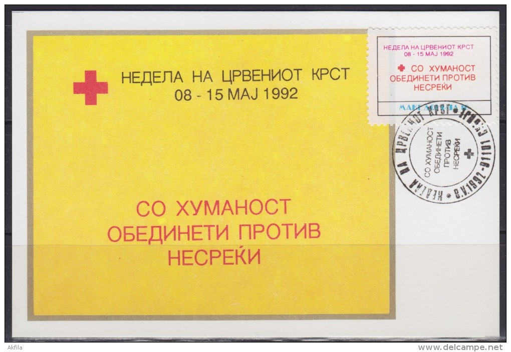 4979. Macedonia, 1992, Red Cross Week, CM - Macédoine Du Nord