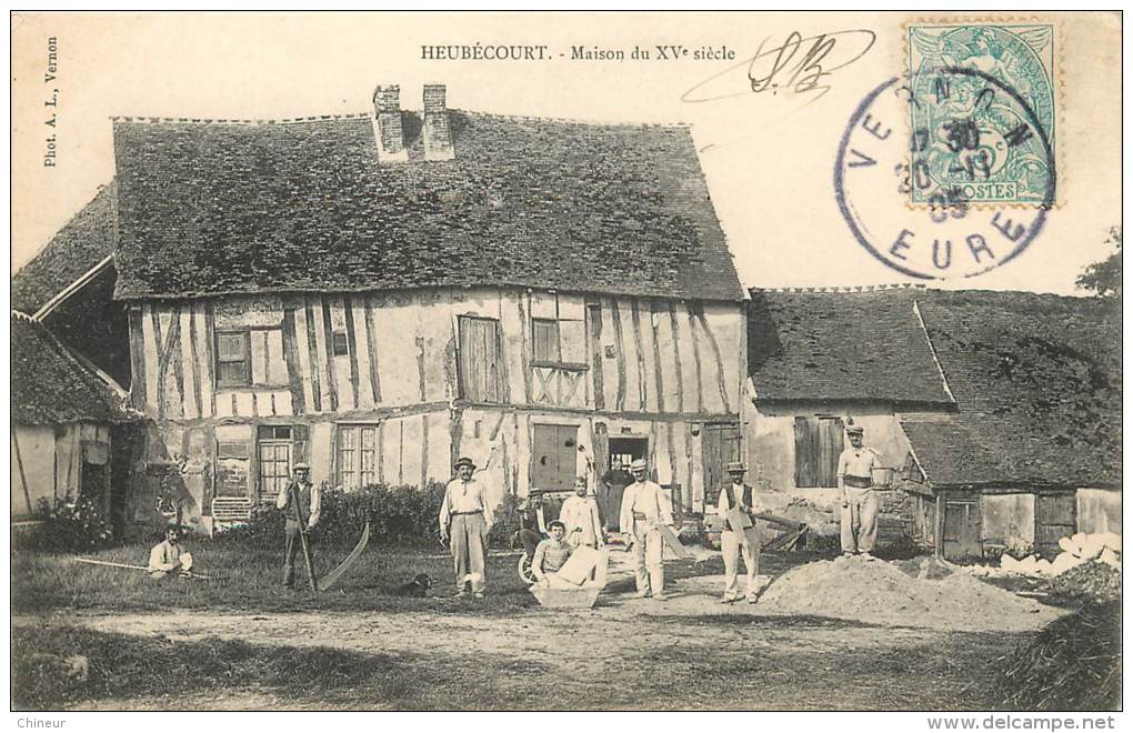 HEUBECOURT MAISON AVEC OUVRIERS DU BATIMENT AU TRAVAIL - Hébécourt